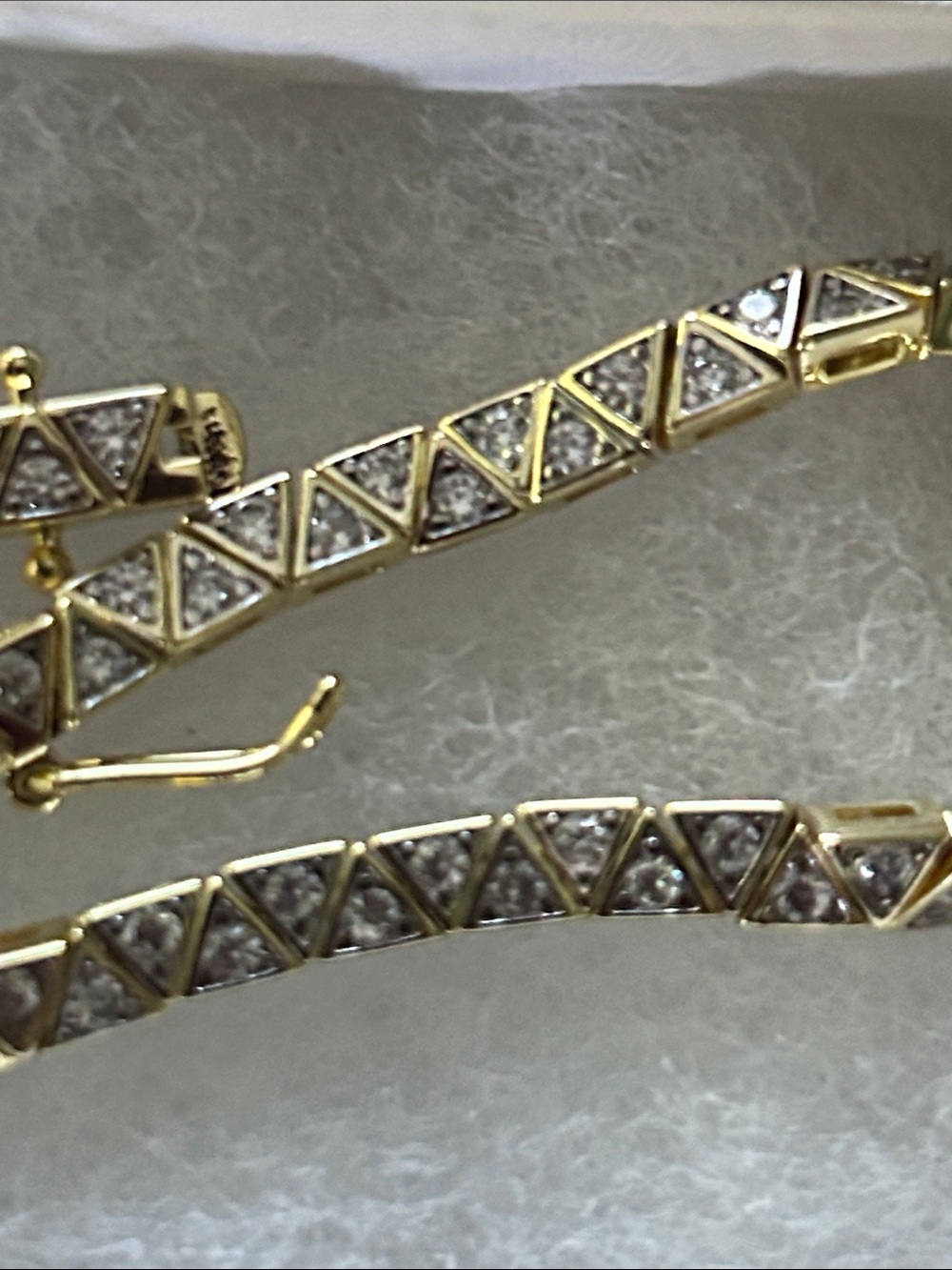 Golden Crystal Tennis Bracelet - 7 inches Elegant Women's Jewelry - Picture 3 of 3